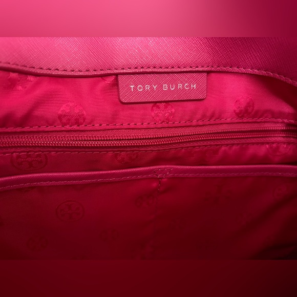 Tory Burch Fuchsia Leather Tote with Logo Accent - Picture 6 of 13